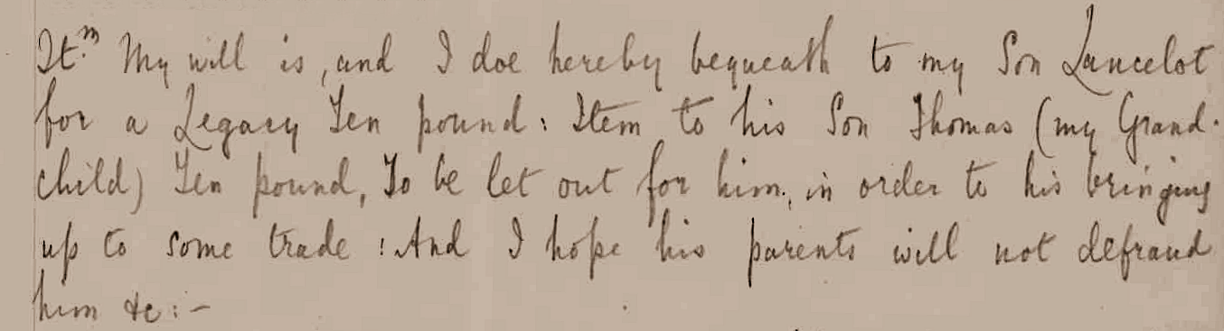 Excerpt from the Will of Reverend George Larkham